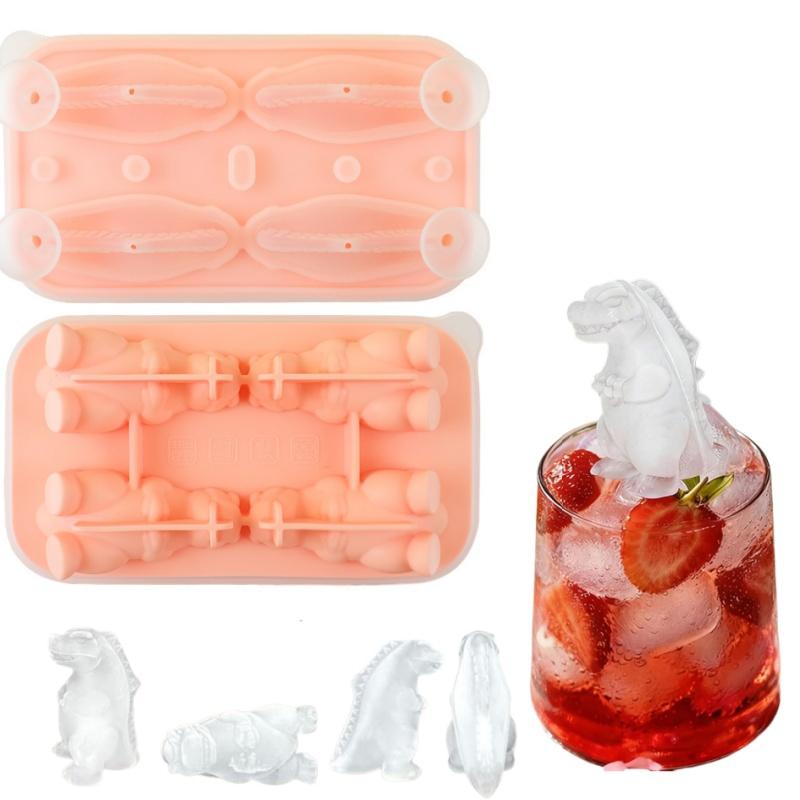 Dinosaur Ice Cube Tray, Silicone Ice Trays for Freezer, Easy Release BPA Free Mold with Lid, Perfect for Oxo Whiskey Cocktail Drinks