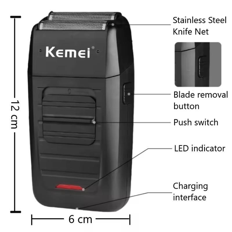 Kemei Rechargeable Electric Razor for Men, USB Charging, Wet/dry Shaving, Ergonomic Design, Long Battery Life, Perfect Father's Day Gift