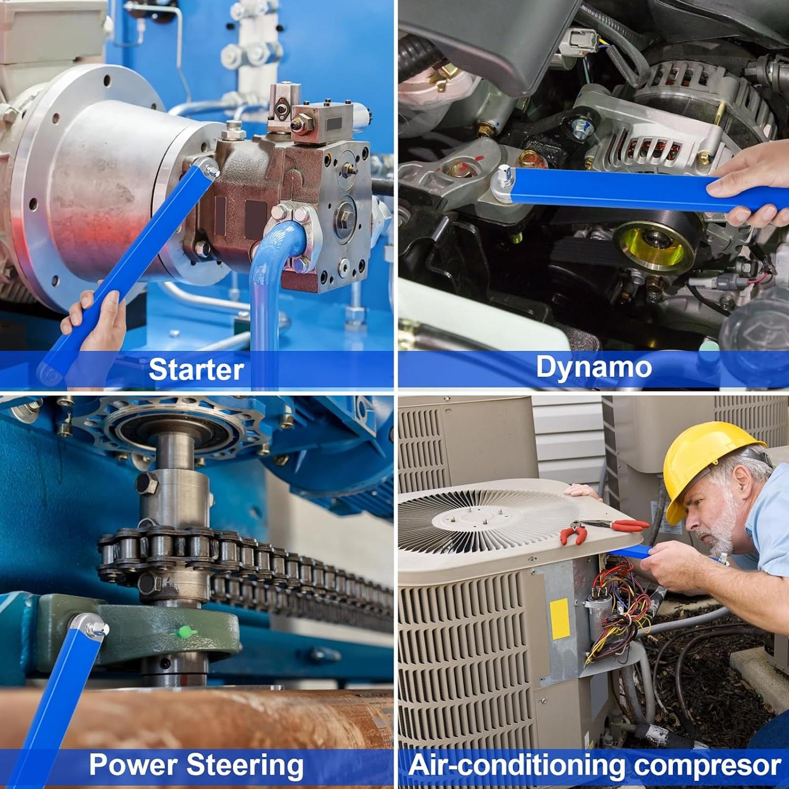 3/8 Inch Offset Extension Wrench,15 Inch Impact Ready Socket Wrench Extender Tool Set with 1/2", 1/4" and 3/8" Square Drive Adapters, Zero Degree Ratchet Tool for Car Blue, Multifunctional Wrench Set