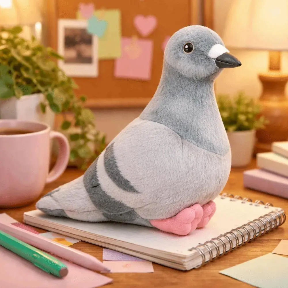 Soft Material Simulated Pigeon Plush Toy High Quality Lifelike Eyes Realistic Pigeon Plush White Pigeon Color