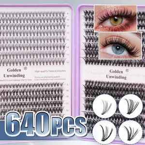 Plush Cluster False Lashes, Fluffy Dense D Curl, Soft Fine Bundles, Non-Toxic, Mixed Length, Patch Form, Batch Number 202601