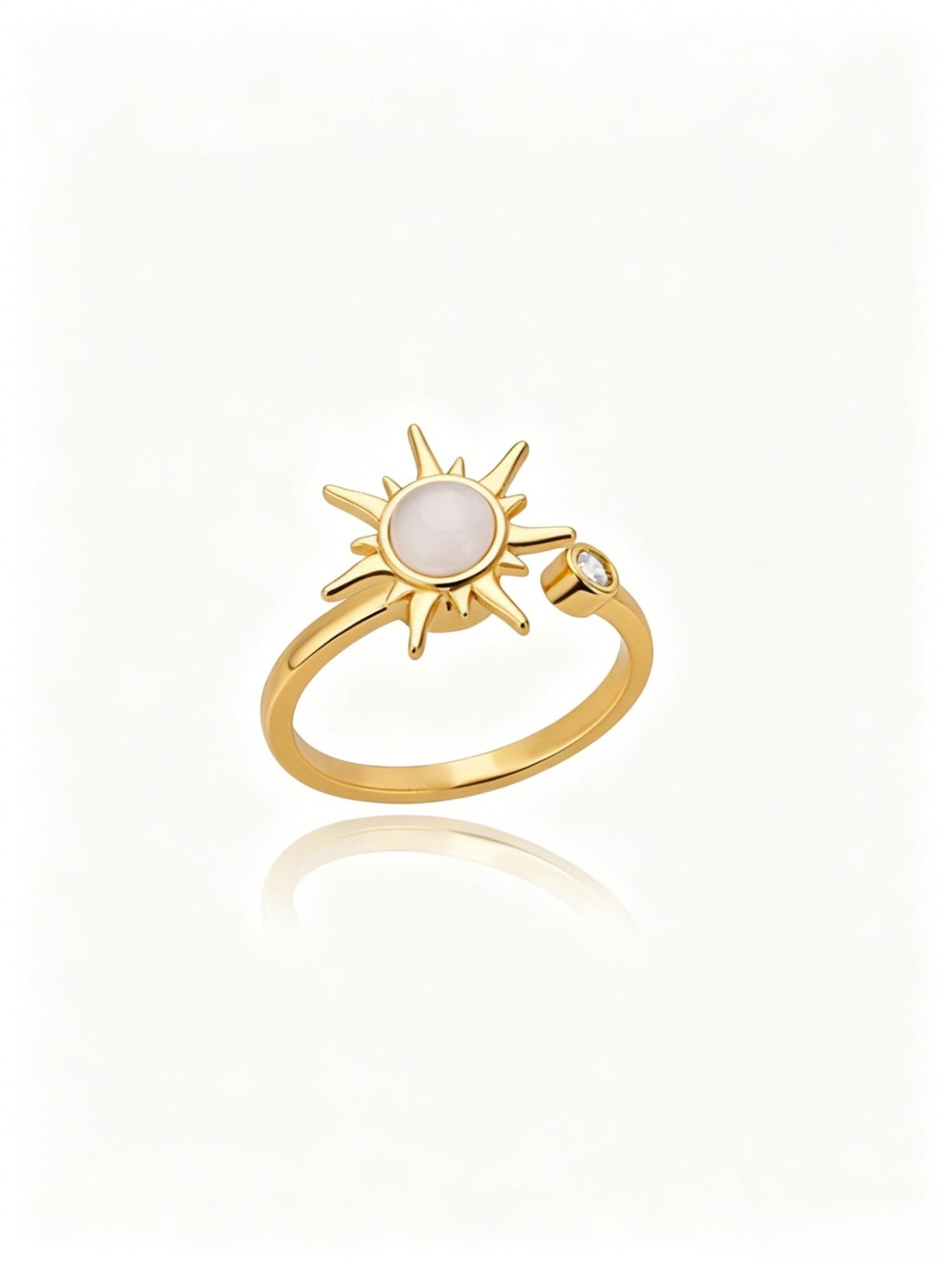 2pcs Spinning Sunburst Stress Relief Adjustable Open Stackable Finger Rings, Gold Plated + Silver Plated Set, Calming Fidget Jewelry Rings for Women, Daily Casual Party Birthday Gift, Viral Aesthetic Trendy Jewelry