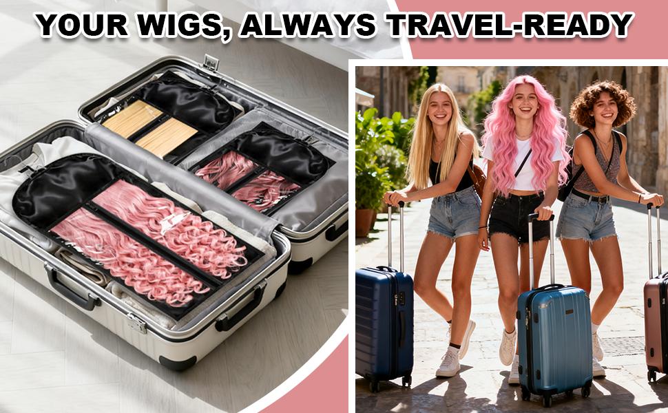 2 Pack Silk Wig Bag with Hanger, Breathable Hair Extension Holder for Styling & Organizing, Dust-Silk Case for Protecting Hair Extensions & Wigs 2 Pack Silk Wig Bag with Hanger, Breathable Hair Extension Holder for Styling & Organizing, Dust-Silk Case for Protecting Hair Extensions & Wigs