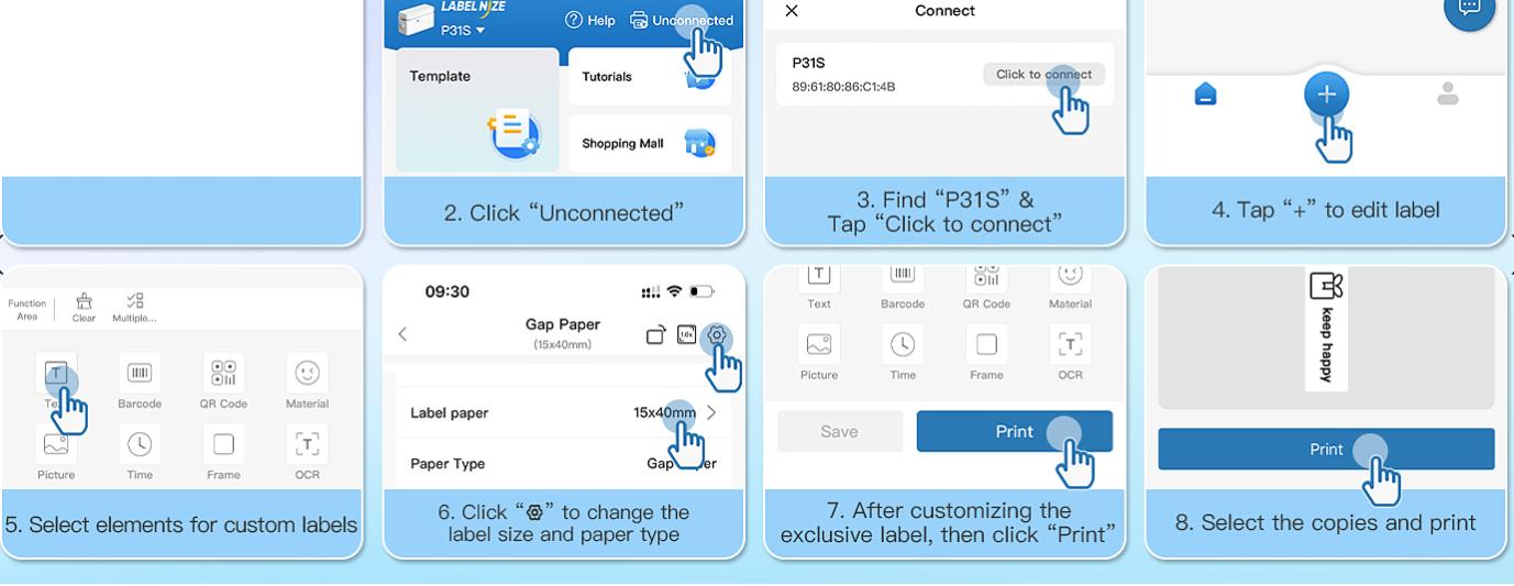 P31S Label Printer with Roll Tape, Portable Thermal Printer and Bluetooth Label Maker, AI Printer, Printer for Organizing, Storage, Office and Home