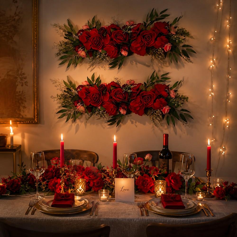 Realistic Rose Flower Arrangement, Wedding Table Decor, Valentine's Day Atmosphere, Floral Centerpiece, Wall Decoration, Bouquet