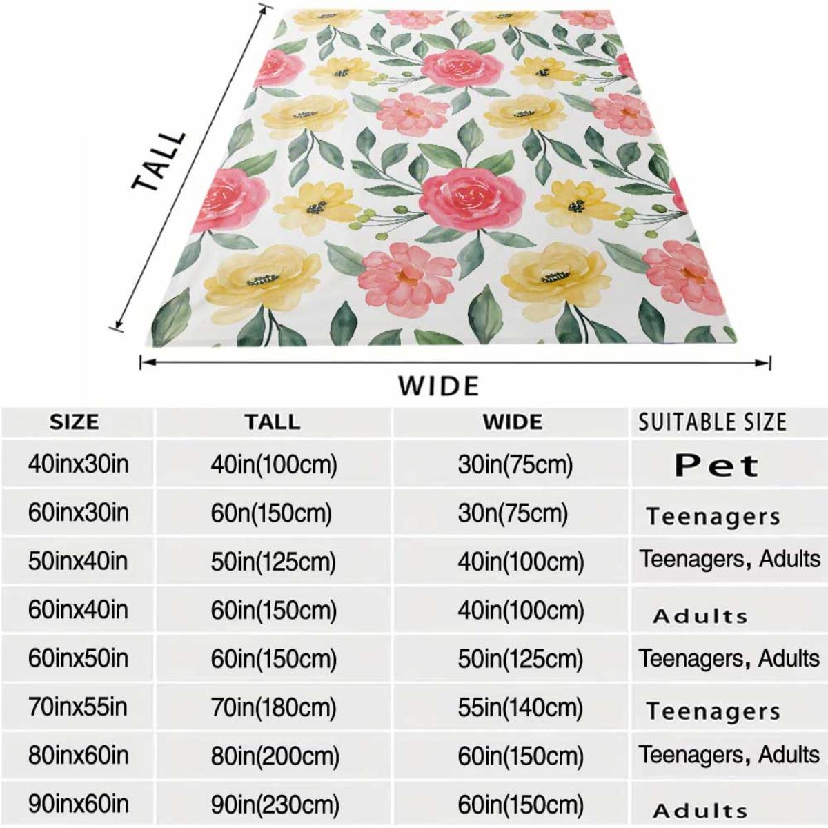 1 Piece Stylish Spring Floral Soft Blanket, All-Season Sofa Leisure Throw Blanket