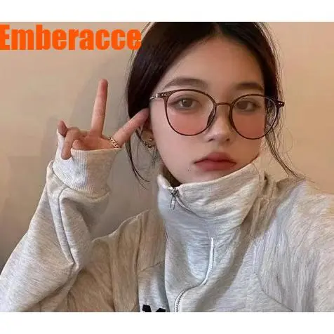 Blue Light Glasses for Women Men, Round Metal Frame Computer Glasses, Korean Style Clear Lens Eyeglasses, Lightweight Anti Fatigue Eyewear for Work, Study, Gaming and Daily Wear