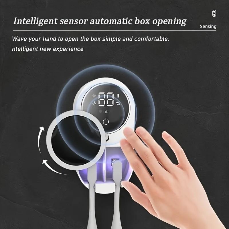 Multifunctional Toothbrush Holder, Smart Sensor Toothbrush Storage Box, Disinfecting Toothbrush Stand, Easy Installation No Drilling, USB Charging