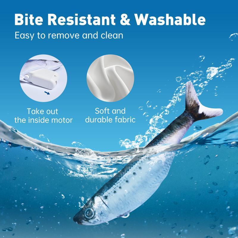 3-Pieces Cute Universal Sardine Flopping Fish Interactive Cat Toys, Rechargeable 7.1-Inches Catnip Toys with 3 Flapping Modes for All Breeds Cats, Interactive Toy