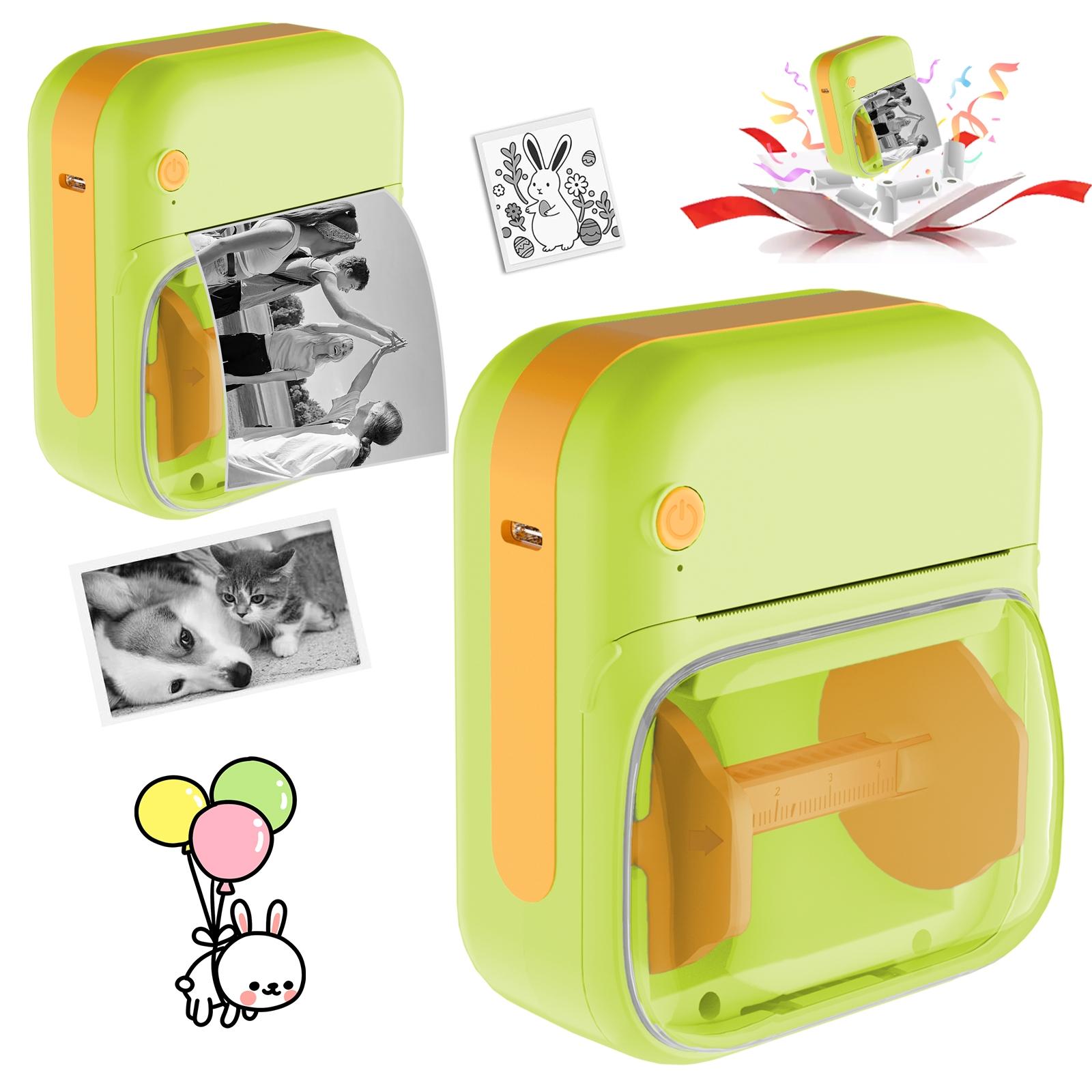 Mini Sticker Printer Childrens Gift Portable Thermal Printer for Pictures Vintage Style Photos Receipts Notes Lists Labels Memos QR Codes Bluetooth Wireless Smart Printer Bluetooth Thermal Note Machine for Learning Journaling Note Taking