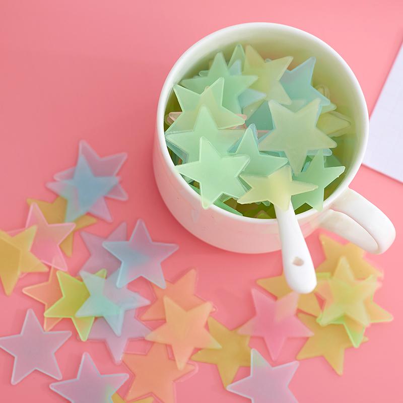 100pcs Colorful Glow-In-The-Dark Stickers, Fluorescent Star Wall Decals, Home Art Decor, Ceiling & Wall Decoration, Bedroom Room Decor