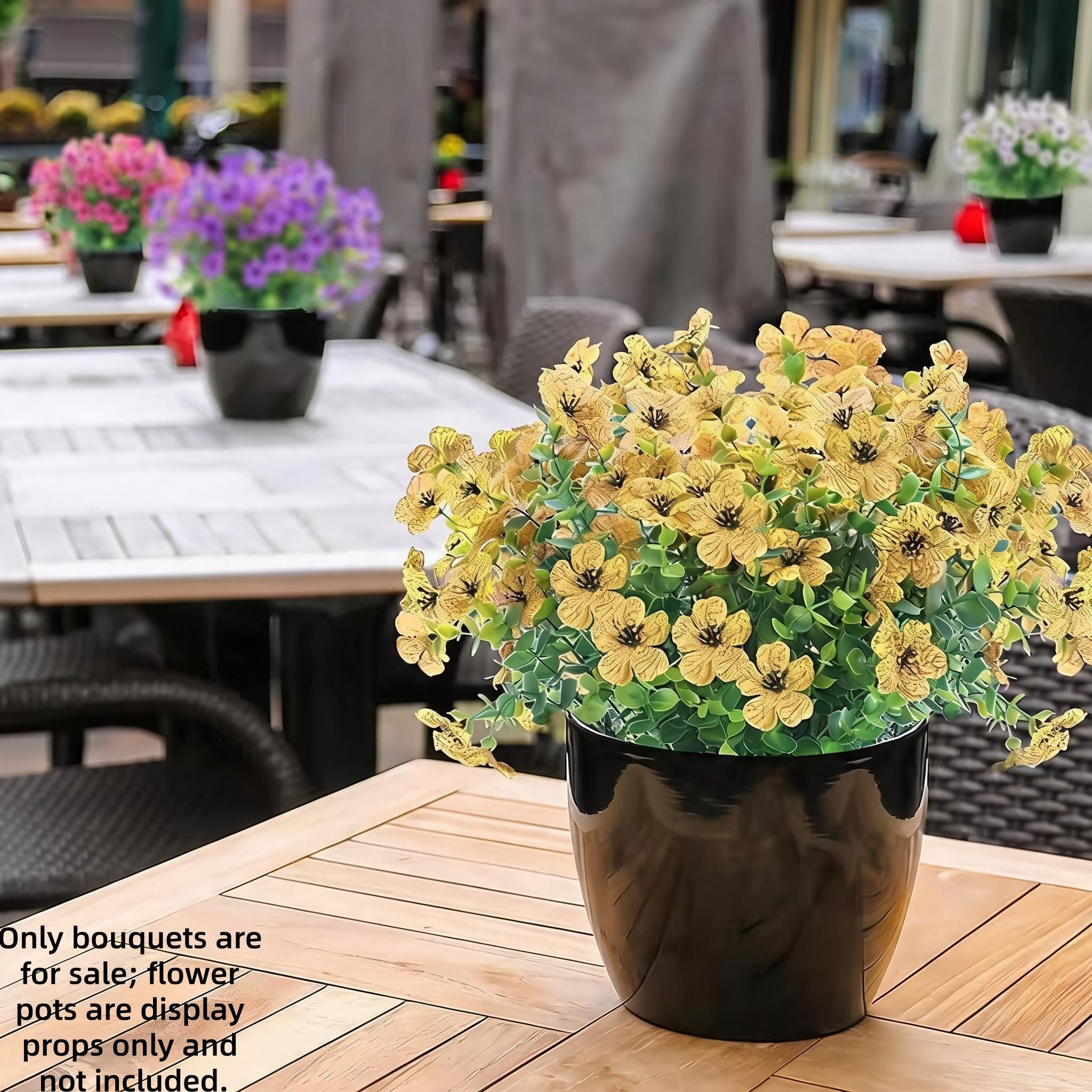 Artificial Flower ( 12/24pcs/set ) ，Mixed Color UV Resistant Fake Flower, Decorative Faux Flower Plant for Home & Garden & Yard，Outdoor Flowers,home decor（without Pot）