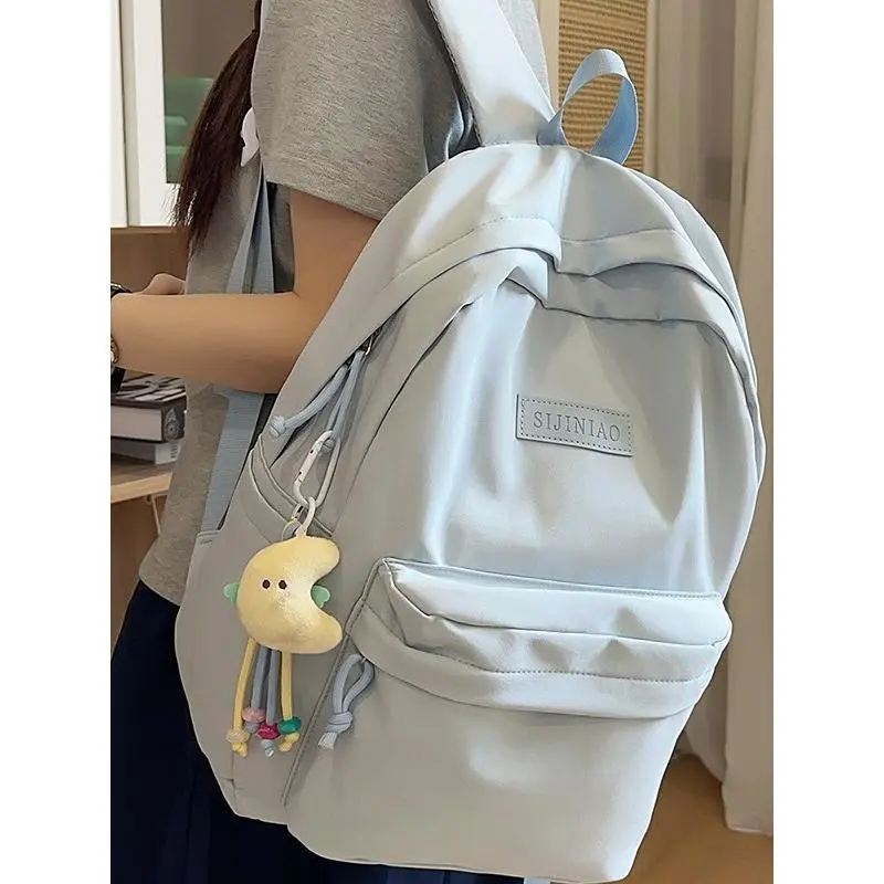 Minimalist Chic Backpack For Teens Women Laptop Bookbag With Cute Charm Soft Girl Aesthetic College Campus Essential Back To School Study Session Library Run Weekend Travel Outfit Inspo Must Haves