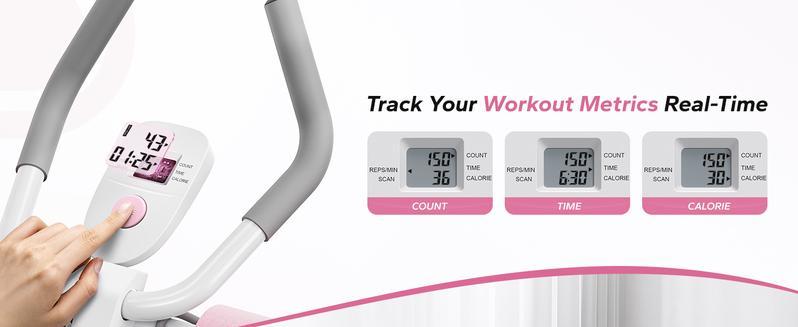 【Christmas gift】MERACH Foldable Ab workout equipment,   Portable Ab Roller with LCD Monitor for Home,  No Knee Pain, Compact & High-Efficiency, Full Body Shaper for Arms, Legs & Buttocks,  Adjustable Foldable Ab Machine with Knee Support