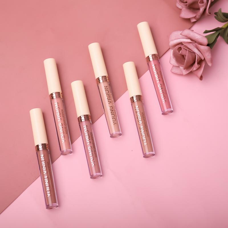 6-Piece Matte Liquid Lipstick Rose Lip Gloss Set, Velvet Lip Stain Kit, Nude Lipstick Long-Lasting Non-Stick Cup, Perfect for Daily Use