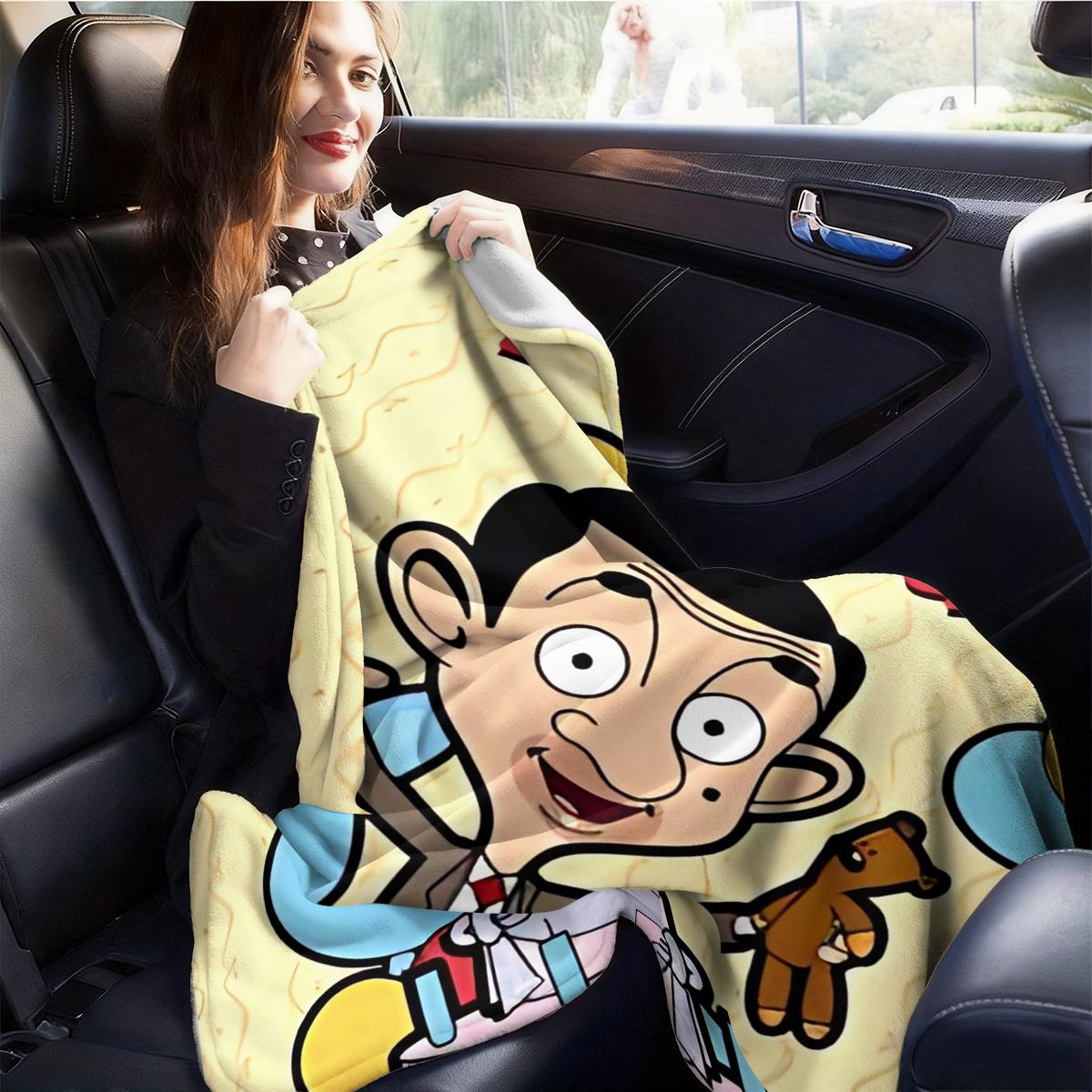 Mr. Bean design  flannel blanket, exclusive gift for home, office, camping travel, personalized pattern design, modern style, soft texture