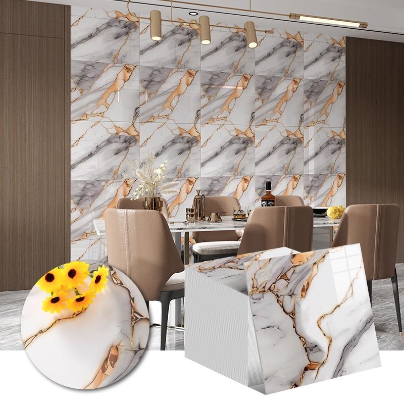 20 pcs marble self-adhesive wall stickers thickened waterproof wear-resistant tile stickers suitable for bathroom, kitchen, bedroom, living room self-adhesive wallpaper, simple operation, tear and paste, Tiles Sticker