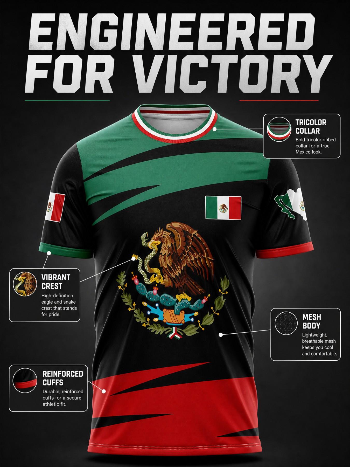 Mexico National Team Soccer Jersey Shirts, Men's Unisex - Gradient Stripes, Quick-Dry Breathable Lightweight, Sporty Style, Fan Sportswear Top