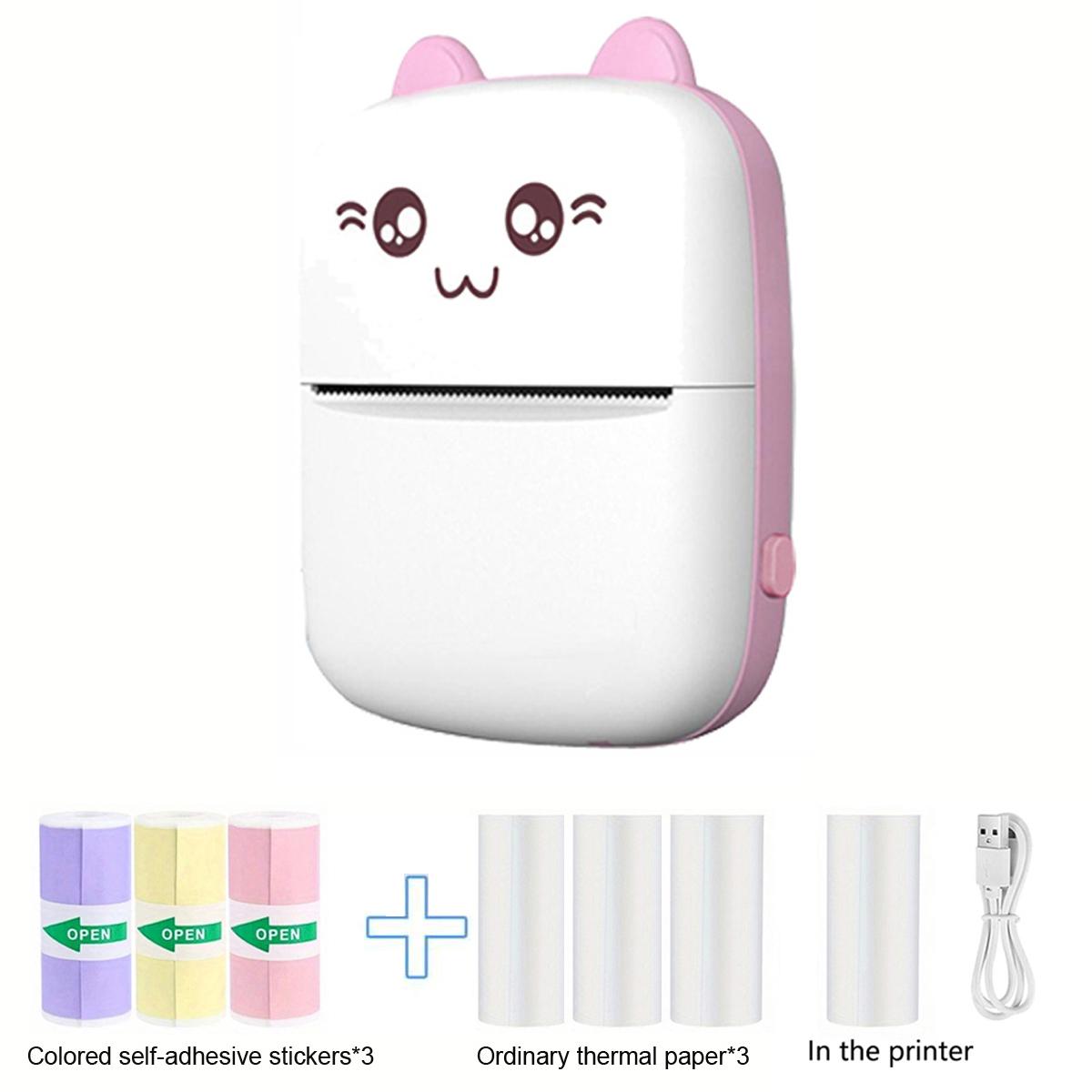 Wireless Mini Printer, Thermal Inkless Sticker Maker, Includes 6 Rolls of Paper, Ideal for Notes, Photos, Lists, School, Office, Home DIY Gifts