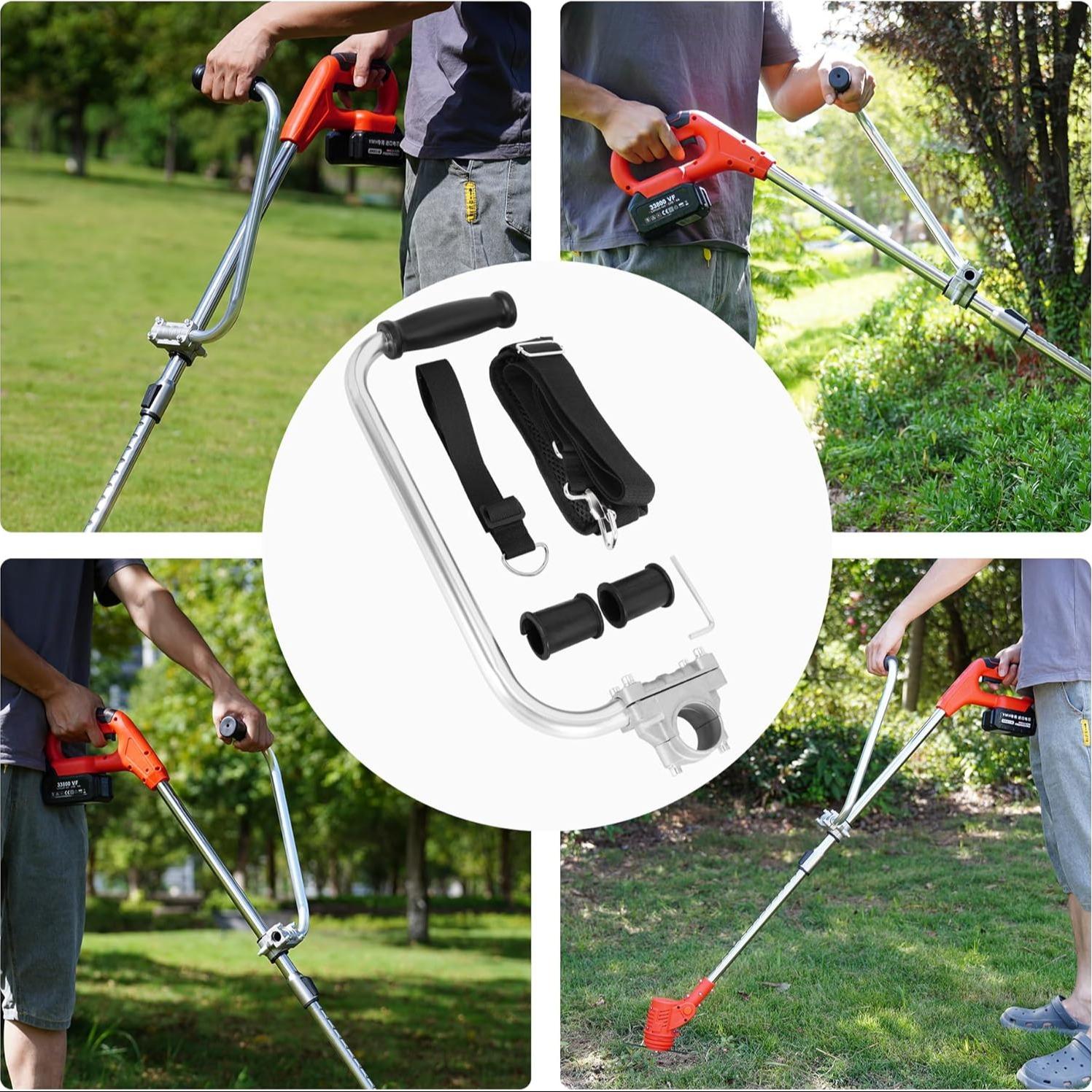 Weed Eater Handle Extension, String Trimmer Grip Back Saver with Shoulder Strap Harness, Universal Weedeater Attachments for Lawn Care, Landscaping, Yard Trimming Edging, Grass Trimmer Accessories