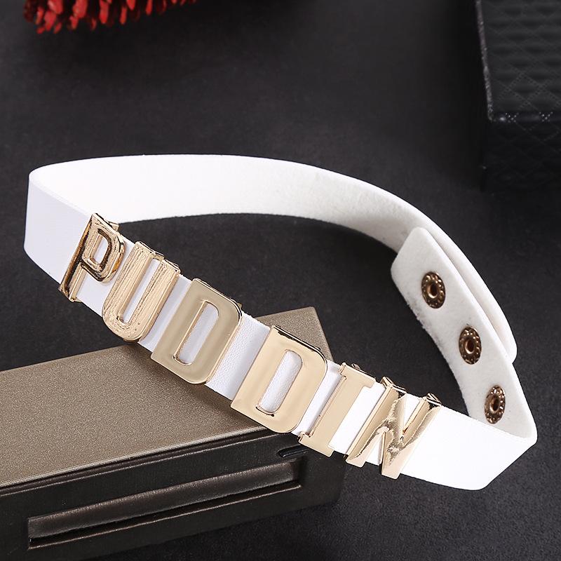 Women's Harley-Style Leather Short Neckband Choker Necklace with Letter Print - Punk Look Cosplay Accessory for Daily Party Outfits, Adult Use, Choker Fit