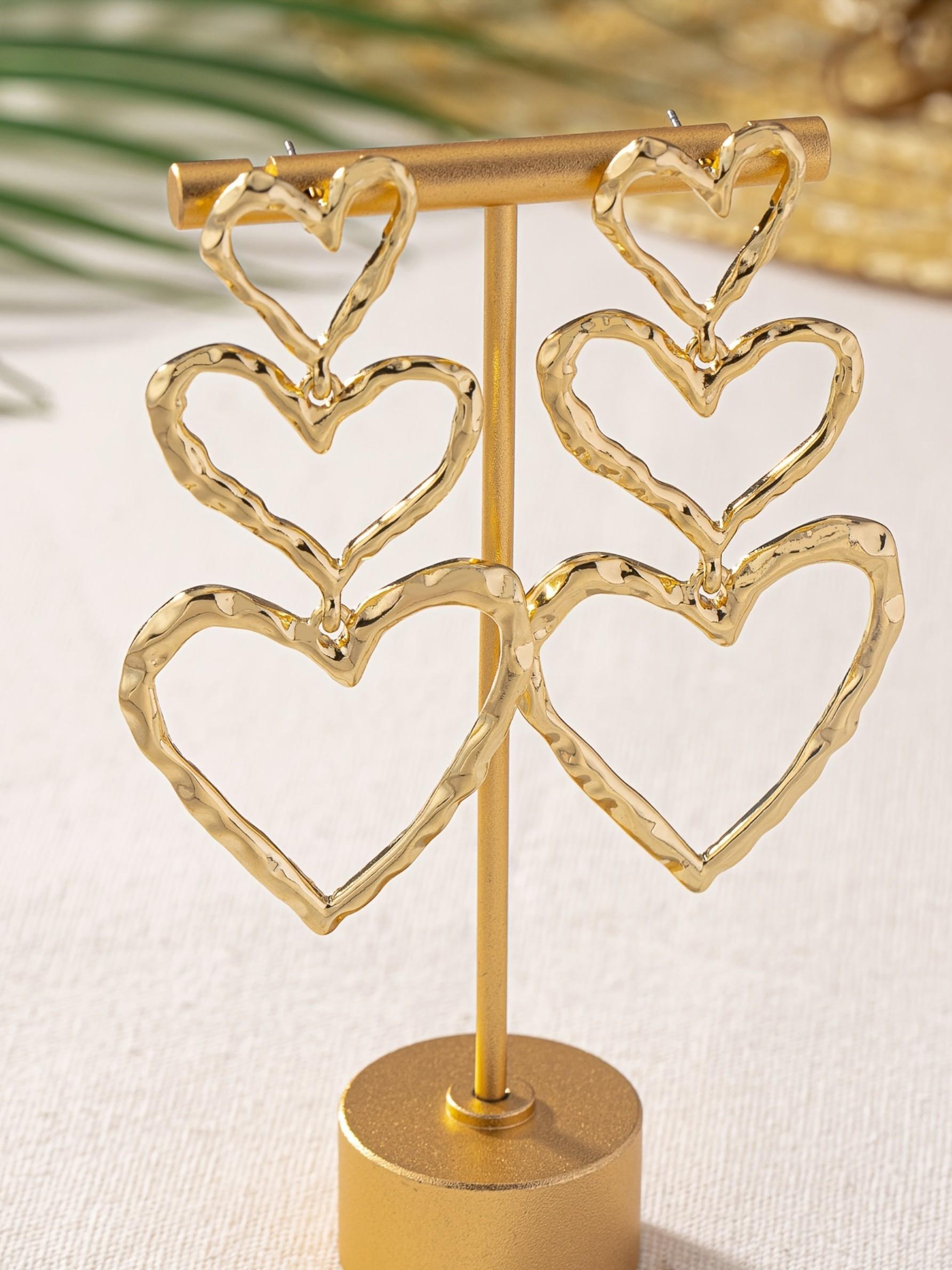 Classic Vintage Dangle Heart Pendant Earrings, High Quality Earrings, Women's Versatile Fashion Accessory, Perfect Valentine's Day Gift for Girlfriend Classic Vintage Dangle Heart Pendant Earrings, High Quality Earrings, Women's Versatile Fashion Accessory, Perfect Valentine's Day Gift for Girlfriend