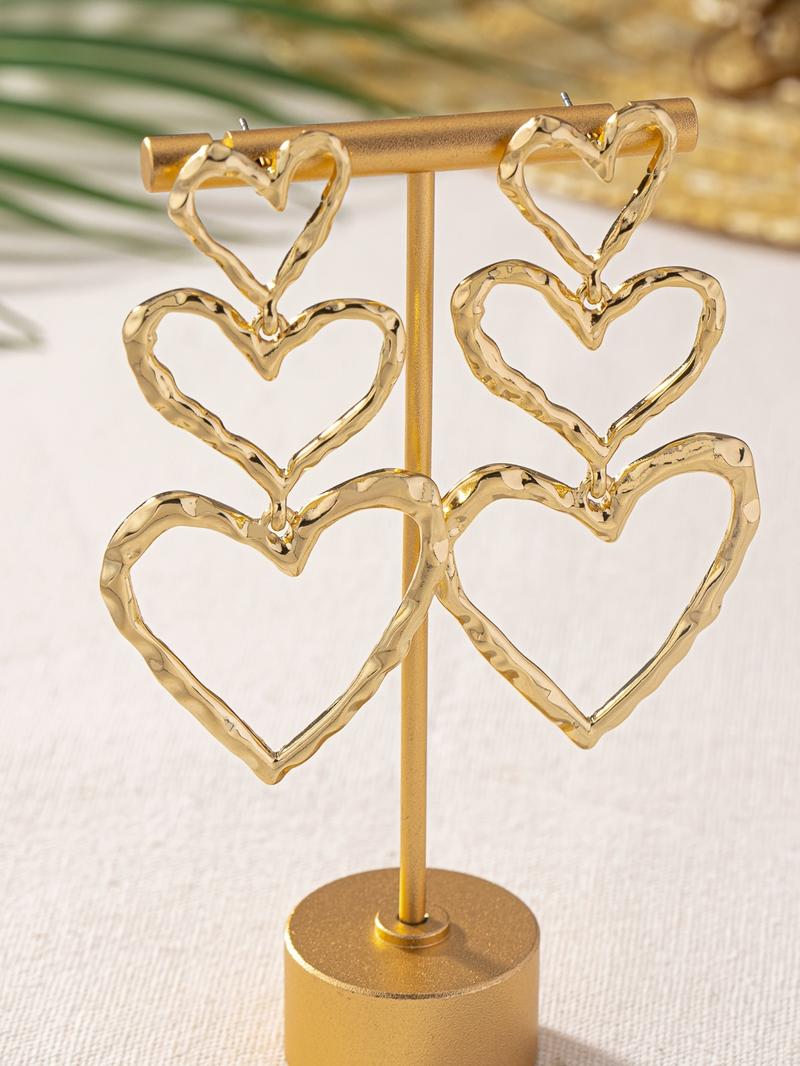 Classic Vintage Dangle Heart Pendant Earrings, High Quality Earrings, Women's Versatile Fashion Accessory, Perfect Valentine's Day Gift for Girlfriend Classic Vintage Dangle Heart Pendant Earrings, High Quality Earrings, Women's Versatile Fashion Accessory, Perfect Valentine's Day Gift for Girlfriend