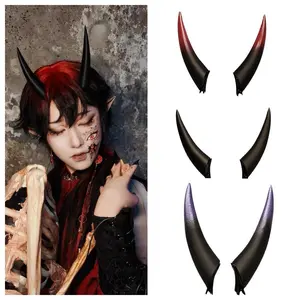 10/14/18cm Anime Gradient Halloween Devil Horns Head Clip Night Party Cosplay Headwear Dark Gothic Comic con Props Accessories