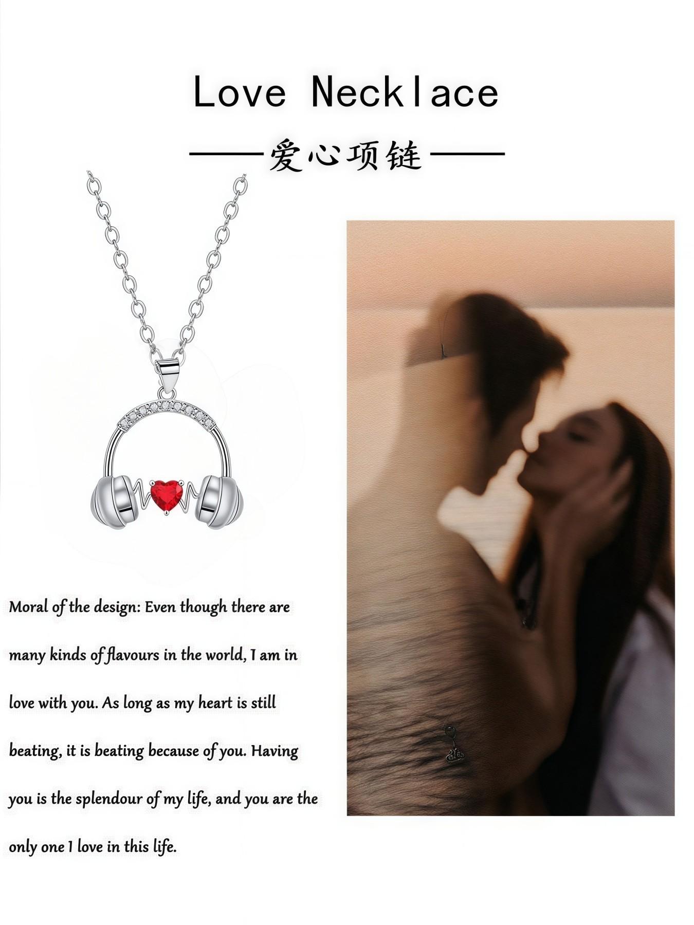 "Joyful Heart & Melodic Ear" Unique New Headset-shaped Ruby Necklace with Creative Magic Bear Gift Box, an ideal mysterious gift for various festivals, dates, wives and Valentine's Day.