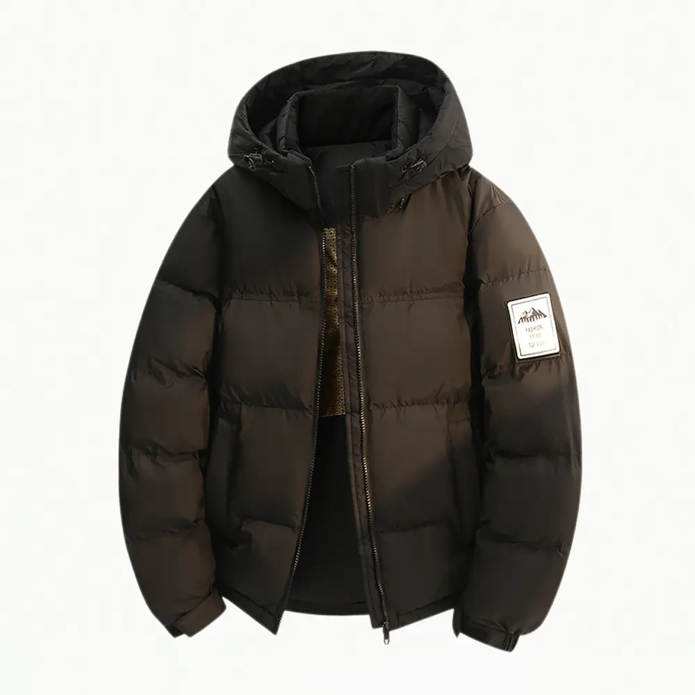 Men's Stylish Long Sleeve Casual Jacket - Coats with Detachable Hood, Warm Fleece-Lined Pad, Lightweight Quilted, Colorblock Look, Casual Basic, Pull-On Polyester Fitted Menswear Top