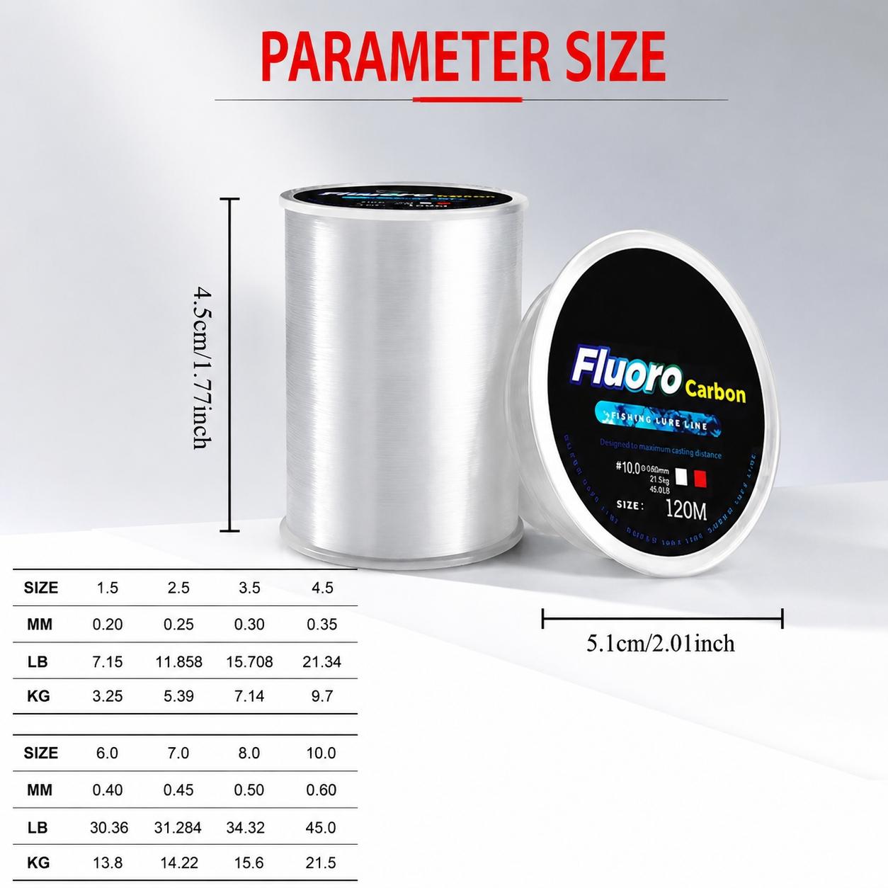 Fluorocarbon Coated High-Sensitivity Fishing Line, Carbon Leader Kit, 120m Sinking, 0.20-0.60mm, 7.15-45lb Test, Saltwater Freshwater Lure Fishing, Long Cast Durable High Strength, Fishing String, Fishing Tackle, Outdoor Fishing Equipment, Fishing Stuff