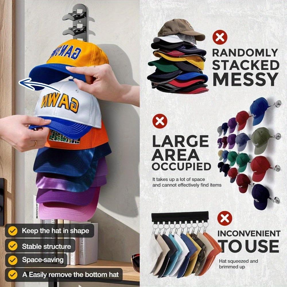 Baseball Hat Storage Rack, Vertical Design Saves Space, Holds 20 Hats, Durable Plastic, Tool-Free Installation, Home Closet Organizer