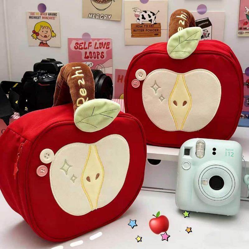 Half Apple Camera Storage Bag, Korean Style Cute Makeup Bag, Travel Portable Polaroid Organizer, Stylish and Functional Accessories