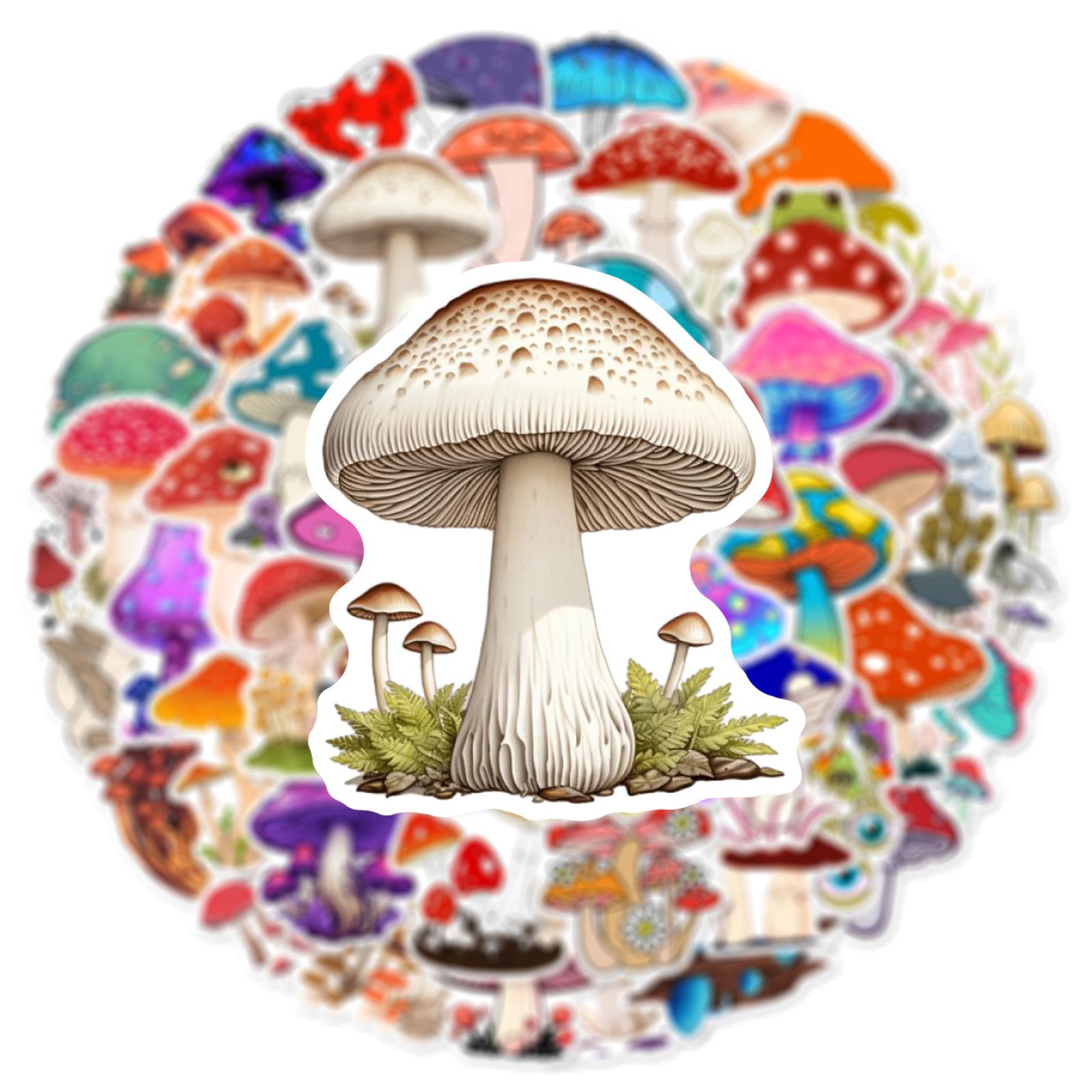 50Pcs Kawaii Mushroom Stickers Aesthetic Mushroom DIY Sticker Scrapbooking Phone Luggage Skateboard Waterproof Decals