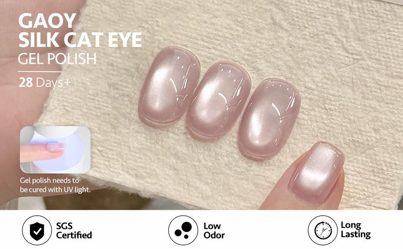 GAOY Summer Whisper Gel Nail Polish Set, 6 Icy Sheer Cat Eye Gel, Crystal Clear Holographic Nail Art for Beach Vacations & Pool Party Glam