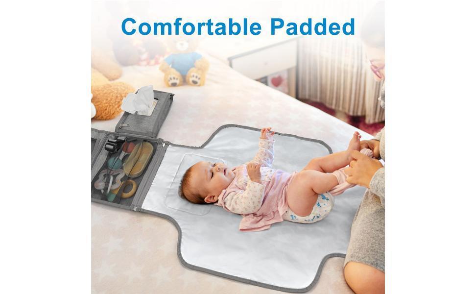 Portable Diaper Changing Pad, Waterproof Travel Baby Changing Mat, Newborn Essentials Baby Shower Gifts, Grey