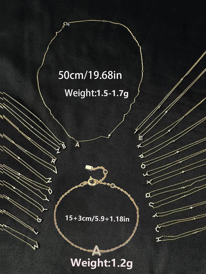 S925 Sterling Silver Personalized Initial Necklace, 1 Count Letter Design Artificial Zircon Decor Necklace for Women, Silver Jewelry, Fashion Accessories for Party, Daily Decor, Alphabet Necklaces