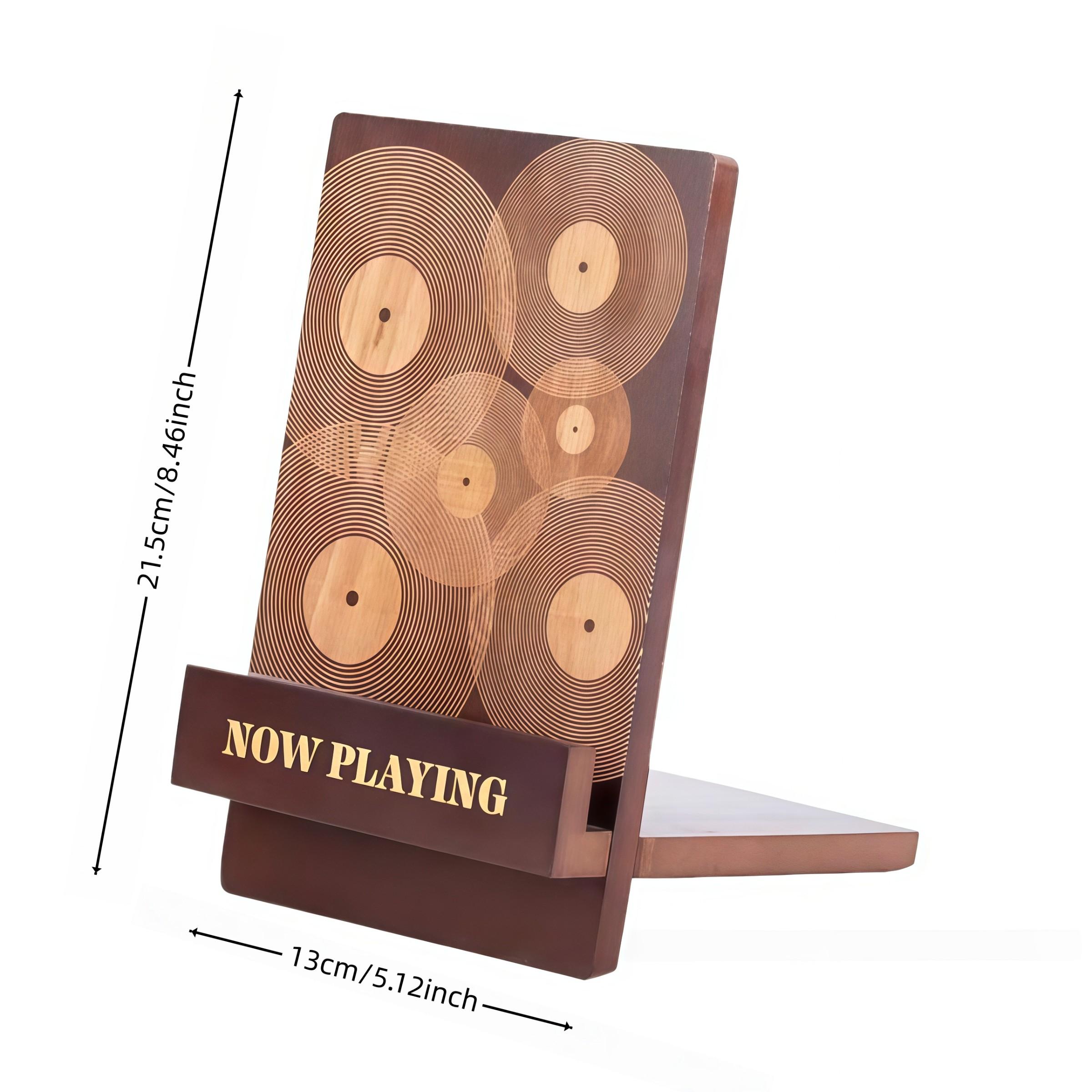 Wooden Vinyl Record Stand, Removable Solid Wood Multi-Functional CD Storage Rack, Tilted Design for Vinyl Records and Cds