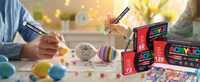 Acrylic Paint Marker - 36 Color pc Marker Pen Set, Artist Fine and Brush Tip Marker for Kids Adult Coloring Books Note Taking, Card Writing, Ston Graffiti, DIY Crafts, Drawing Art Supplies Kit and School Essential, exquisite Gift, Professional Art Pen Set