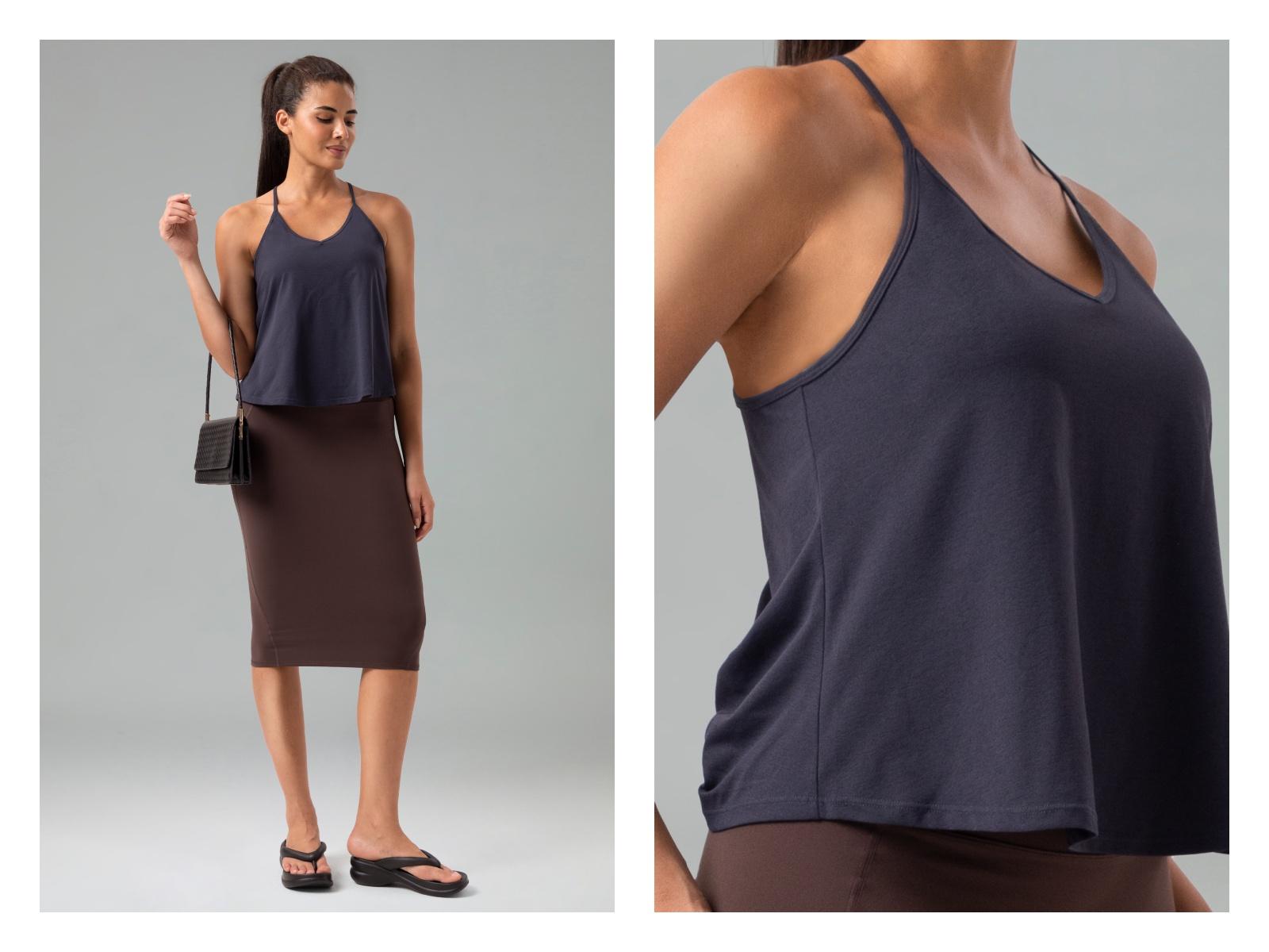 Colorfulkoala Women's V-Neck Backless Tank Top Loose Fit with Back Twist Sorona Eco Fabric Activewear Casual Look