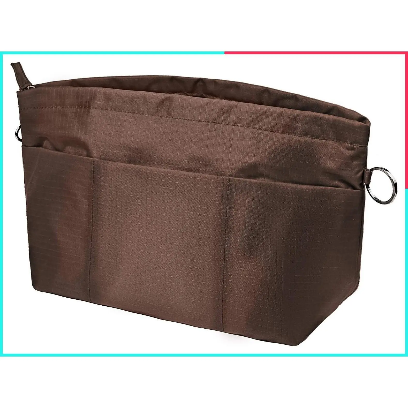 Handbag Purse Tote Organizer Insert with Zipper Closure, 11 Pockets, 3 Sizes, Multiple Colors