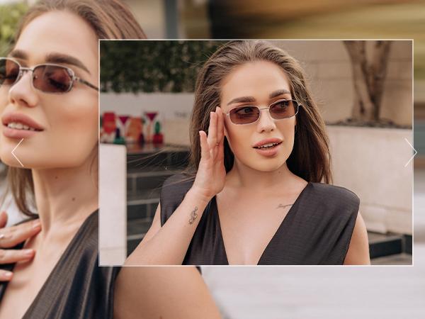 SOJOS Small Y2k Narrow Rectangle Sunglasses Womens Mens Retro 80s 90s UV400 Sunnies