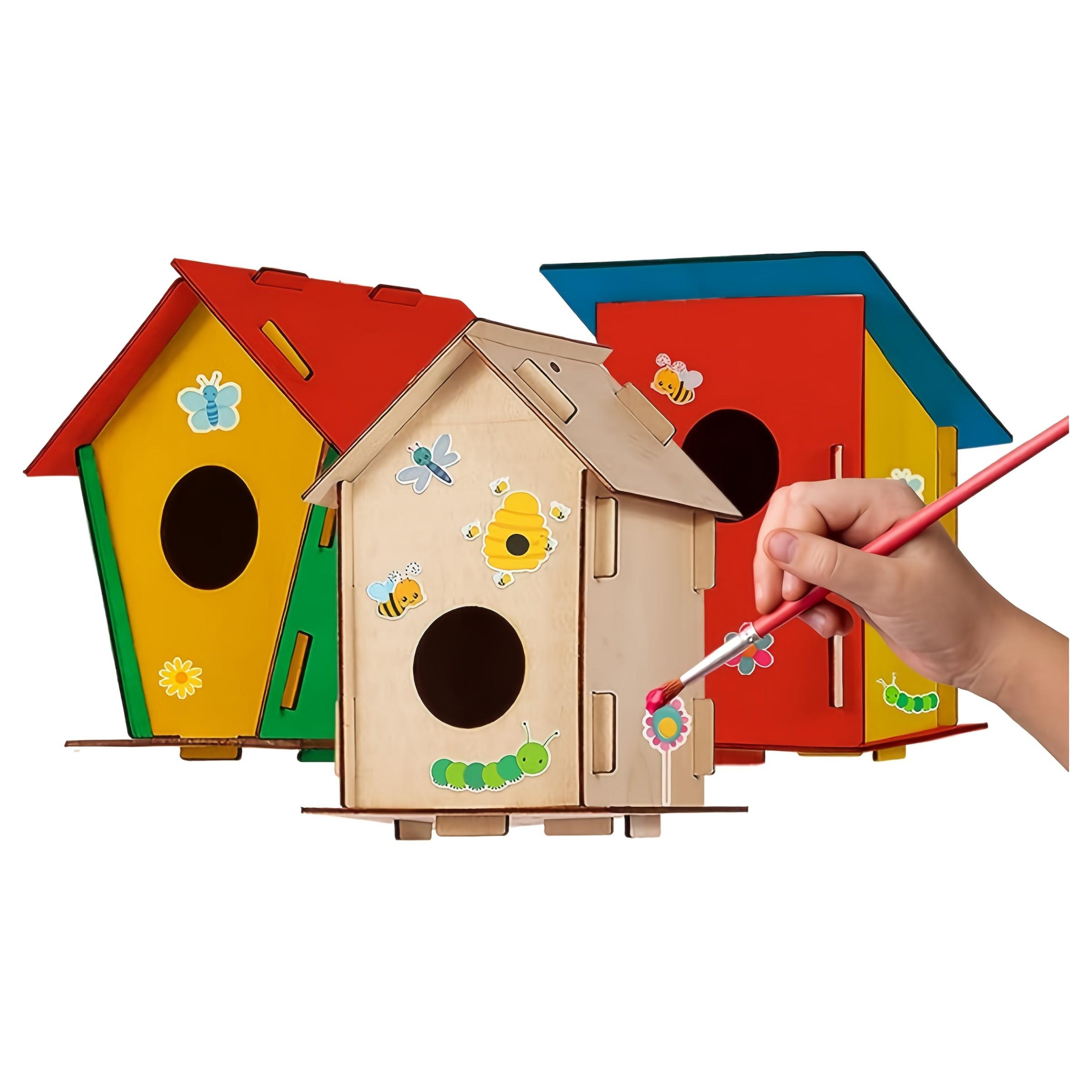 Unfinished DIY Wood Birdhouse Kit, Paint Your Own Wooden Craft Birdhouse, Perfect for Crafts, Parties, Birthdays, DIY Art Supplies