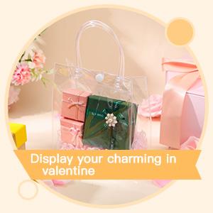 50 pcs Wedding Clear Plastic Gift Bags with Handles PVC Reusable Goodie Bags Transparent Totes Bags for Candy Flower Wedding Graduation Back to School End of Year Birthday Galentine Party