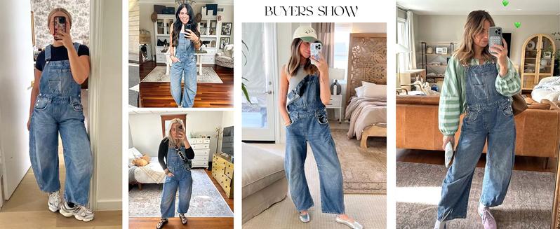 Danedvi Womens Denim Bib Overalls Barrel Leg Adjustable Strap Jean Pants Jumpsuits with Pockets