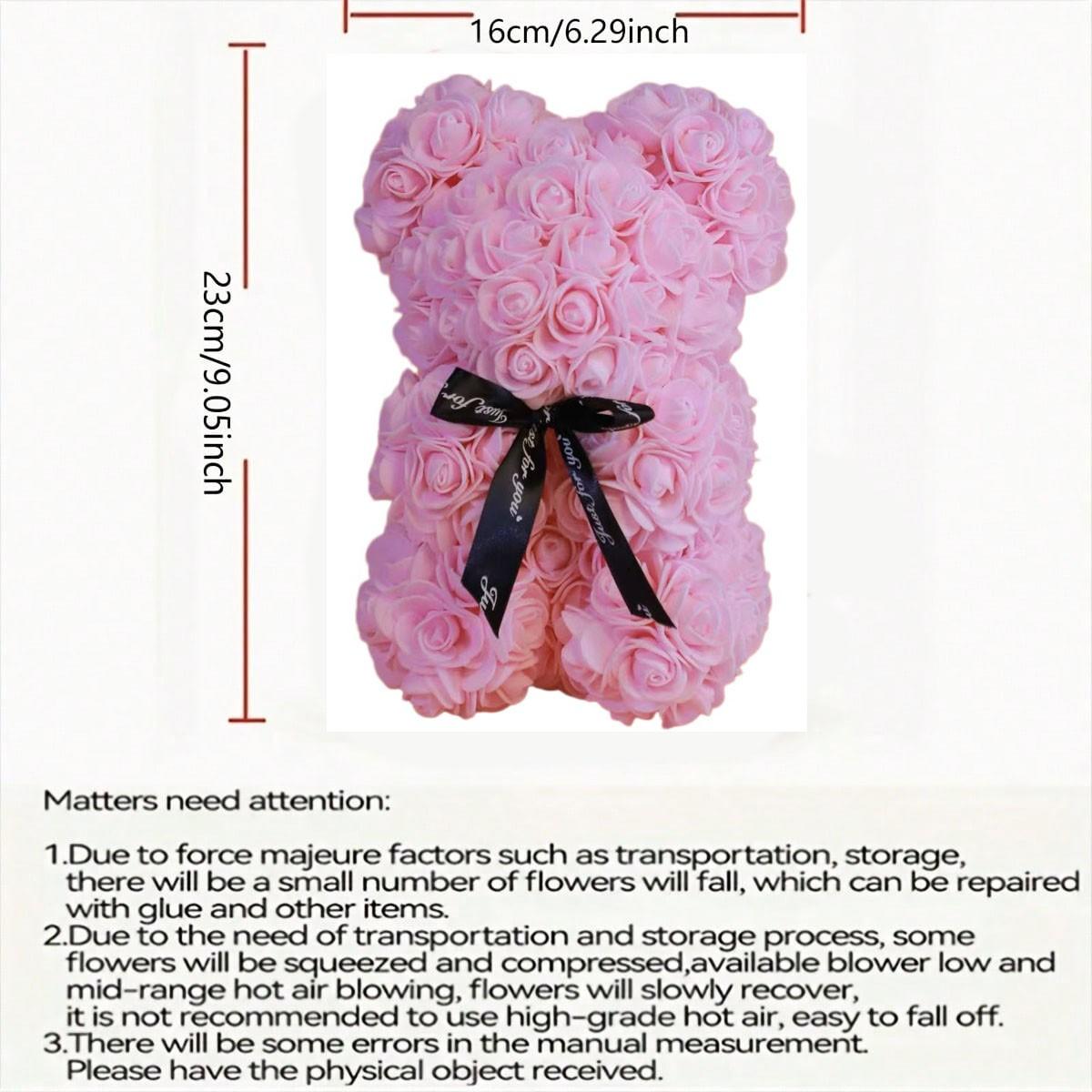 Limited Time Low Price, Light Rose Bear Set, Valentine's Day Gift for Girlfriend, Teddy Bear with Box and Card, Romantic Decoration