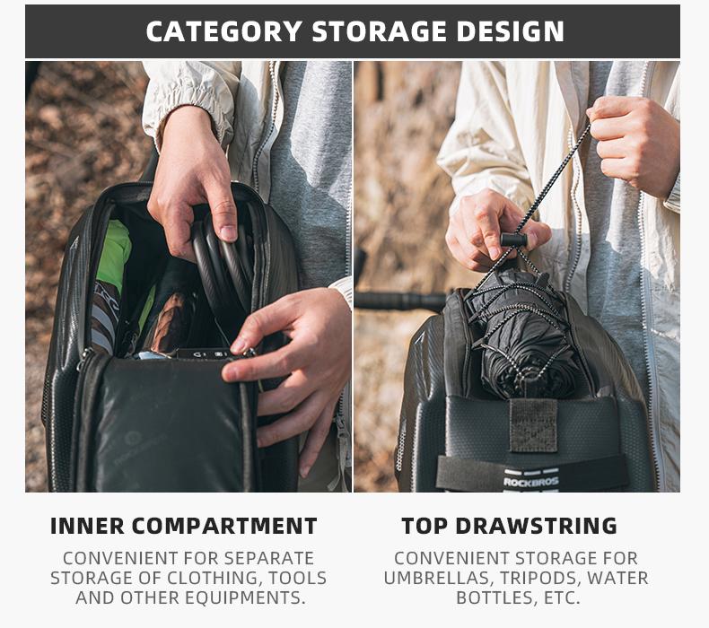 ROCKBROS Bike Rack Bags - Hard Shell Bicycle Rear Rack Bag Large Pannier for Bicycle Rear Rack Bags Bike Rear Seat Bag Bike Trunk Bag Ebike Battery Bag Bike Saddle Bag for Rear Rack Bike Accessories