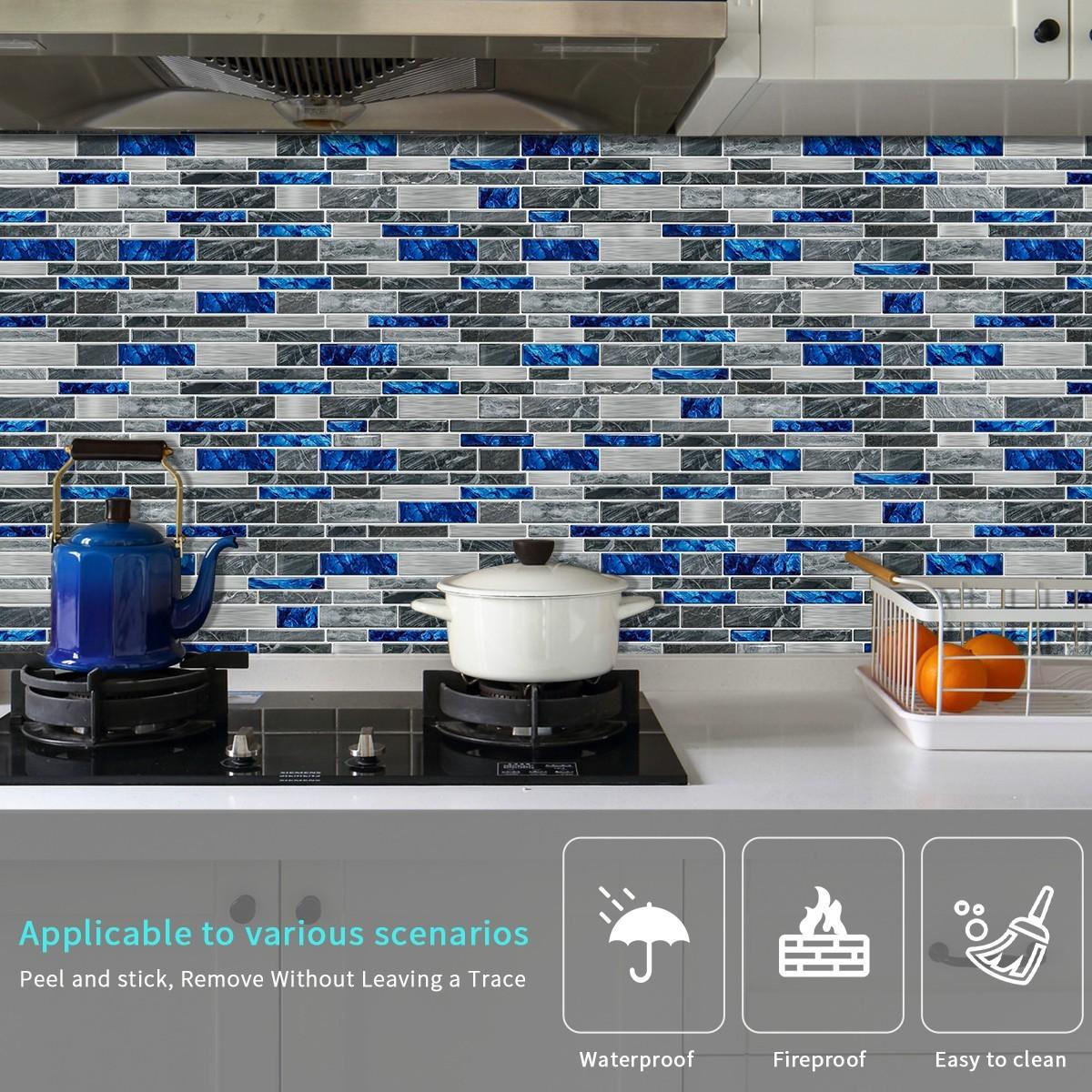 Simulation Marble Splicing Models Tile Wall Stickers, Self-Adhesive Waterproof Wallpaper, Bathroom & Kitchen Wall Decoration