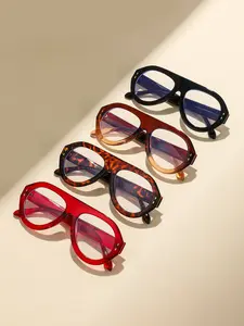 4 Pairs Plastic Large Frame Square Transparent Fashion Eyeglasses, Classic Design, Decorative Glasses, Trendy Accessory