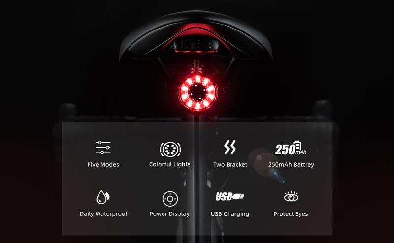 ROCKBROS Bike Tail Light Rear Bike Light Rechargeable Bike Rear Light Waterproof Bike Taillight